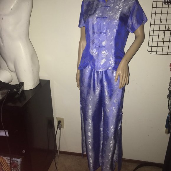 VIETNAM SILK DRAW STRING PANTS-SLIT SIDES - Picture 3 of 5